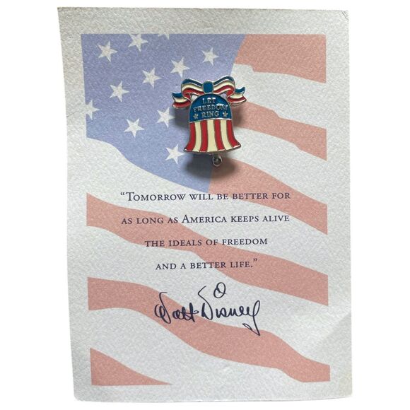 4 Vintage Walt Disney Company Let Freedom Ring Pin 9/11 Remembrance Pins w Cards - Picture 6 of 7